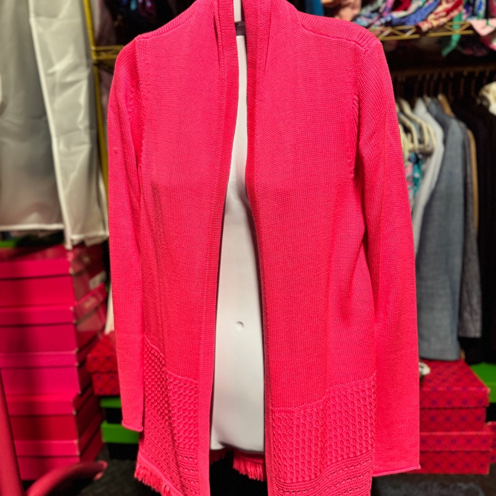 Lilly Pulitzer Noble Fringe Cardigan - Aura Pink (Size XS)